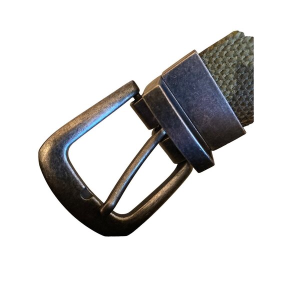 Green Camouflage Canvas Reversible Brown Leather Back Belt Size XL - Picture 2 of 5